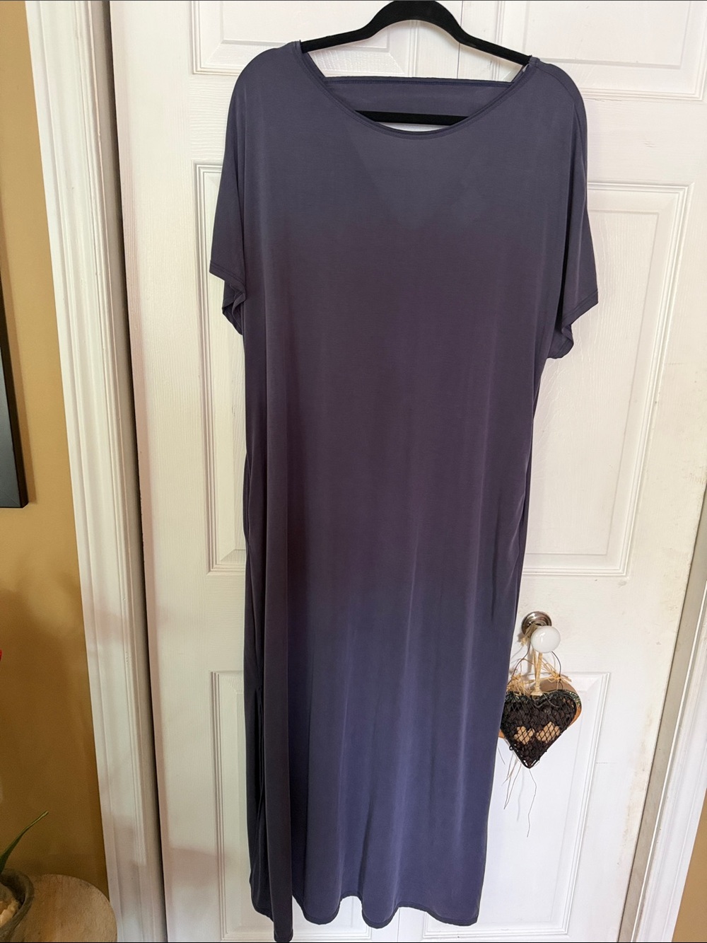 Andrée Classic Short-Sleeve Maxi Dress in Slate Purple